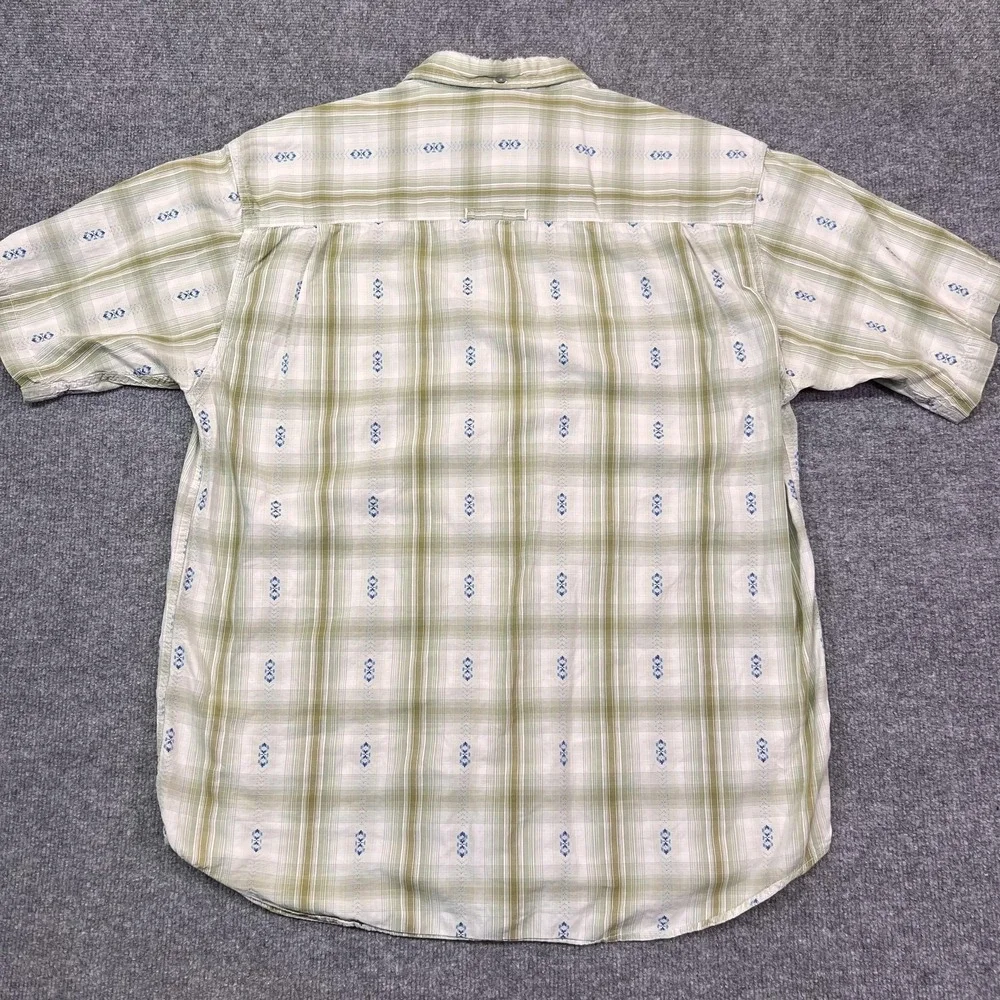 The North Face A5 Shirt Mens Large Green Plaid Button Front Short Sleeve Casual